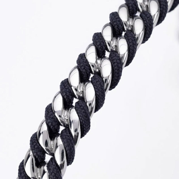 Pig& Hen, bangle, Navarch Curb 7mm, navy | silver, detail